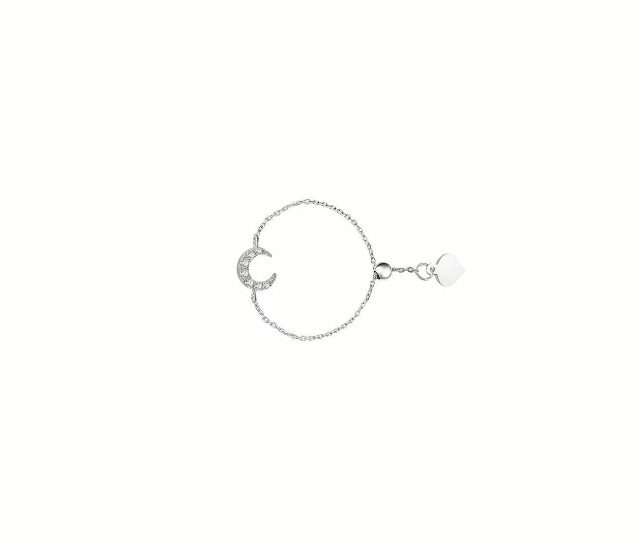 Lagom 銀月輝耀 Silver Moonlight 925純銀月亮可調節戒指鍊