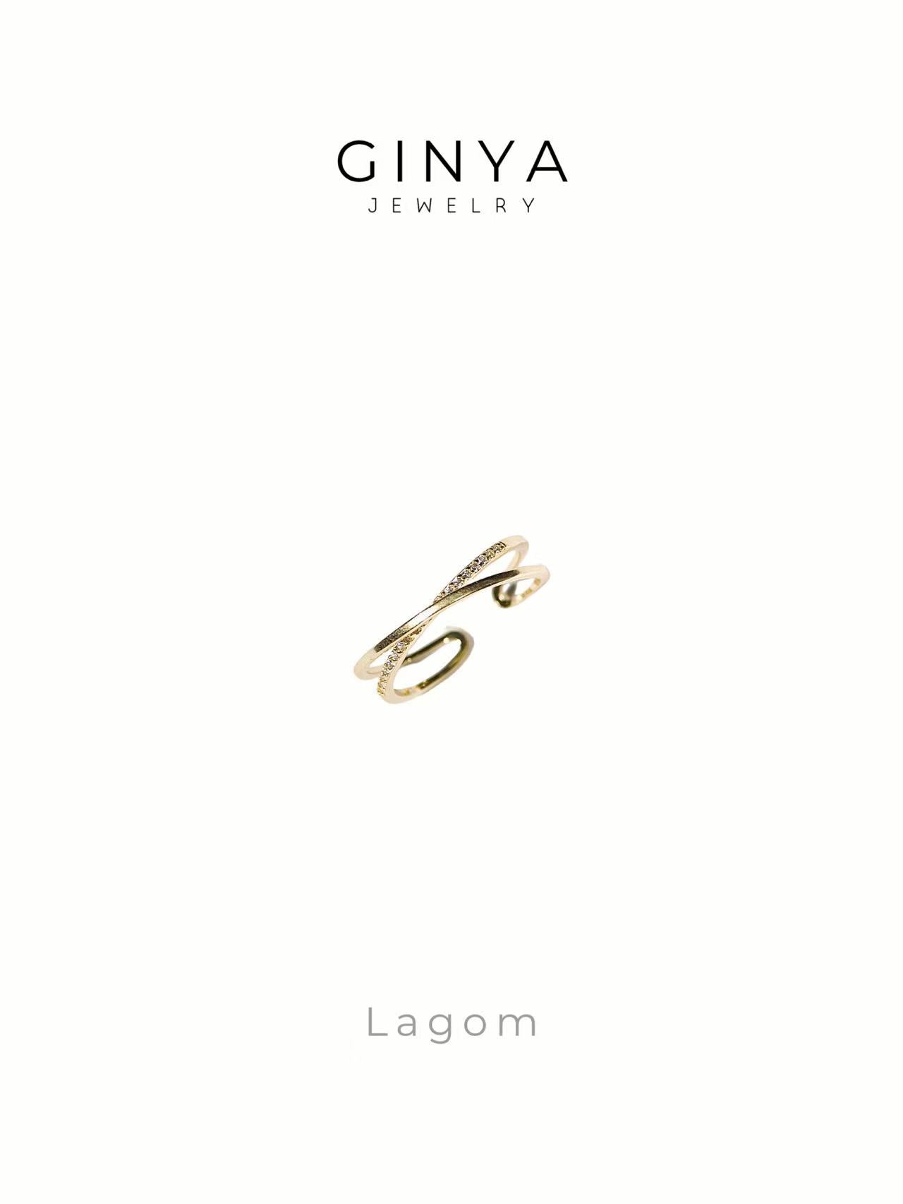 Lagom 閃爍交叉 Sparkling Crisscross 925純銀交叉排鑽戒指